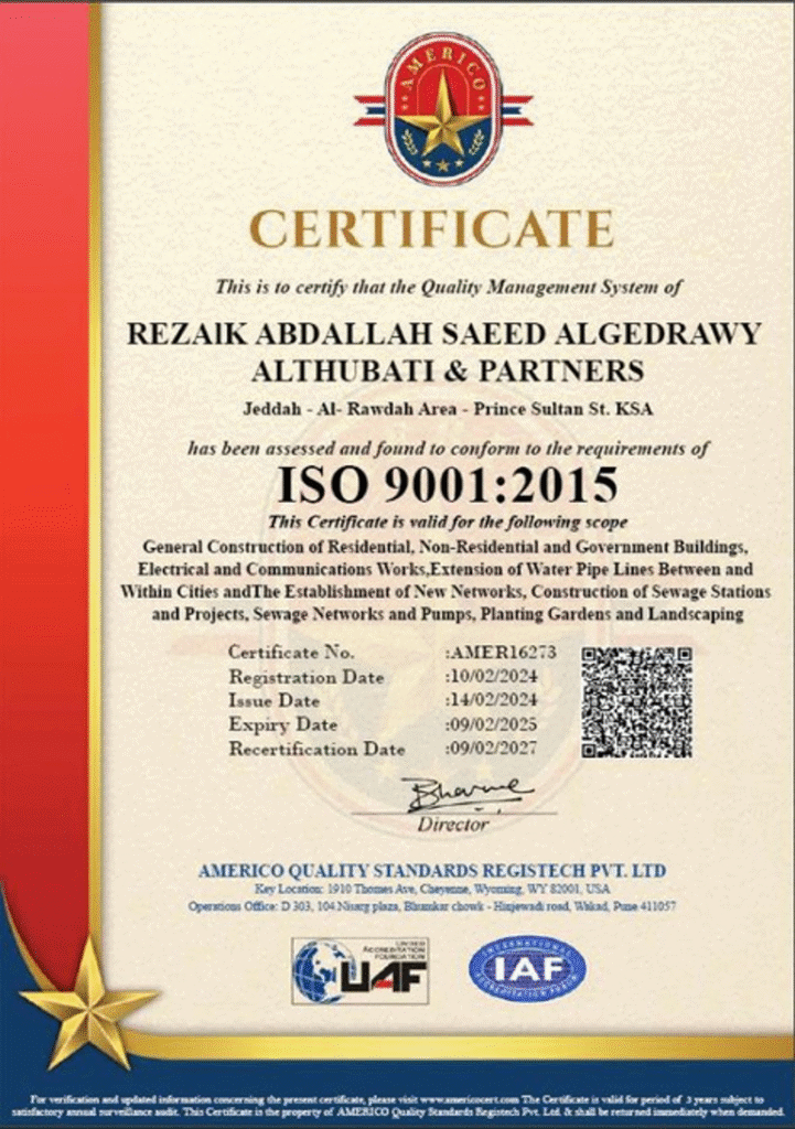 ISO 14001 environmental management certificate – Rezaik Al Gedrawy